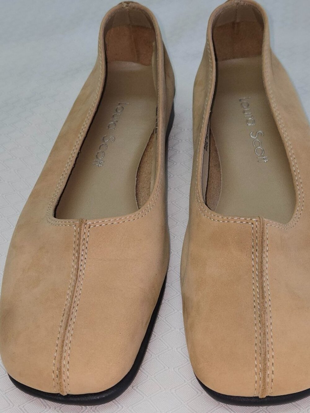 Laura Scott Caramel Colour Leather Slip On Flats